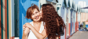 Senior mother and daughter hugging