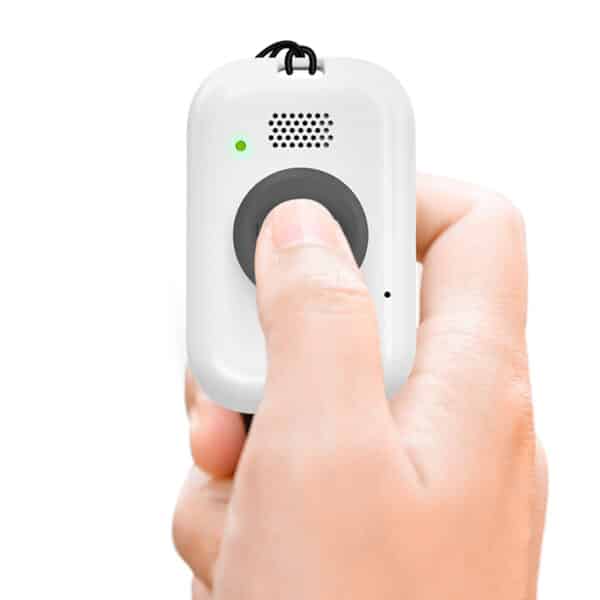On the Go medical alert system held in hand