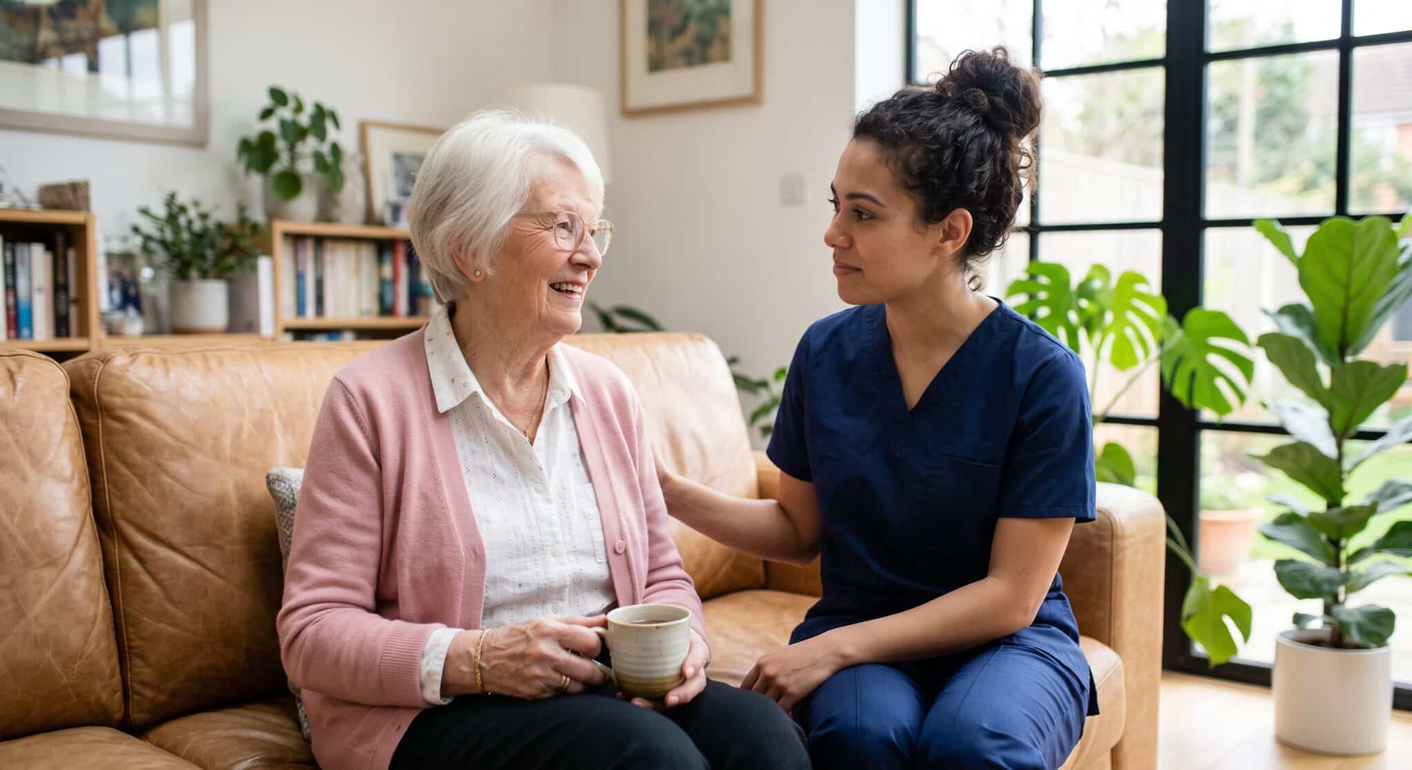 Older adult comparing fall detection and a medical alert help button